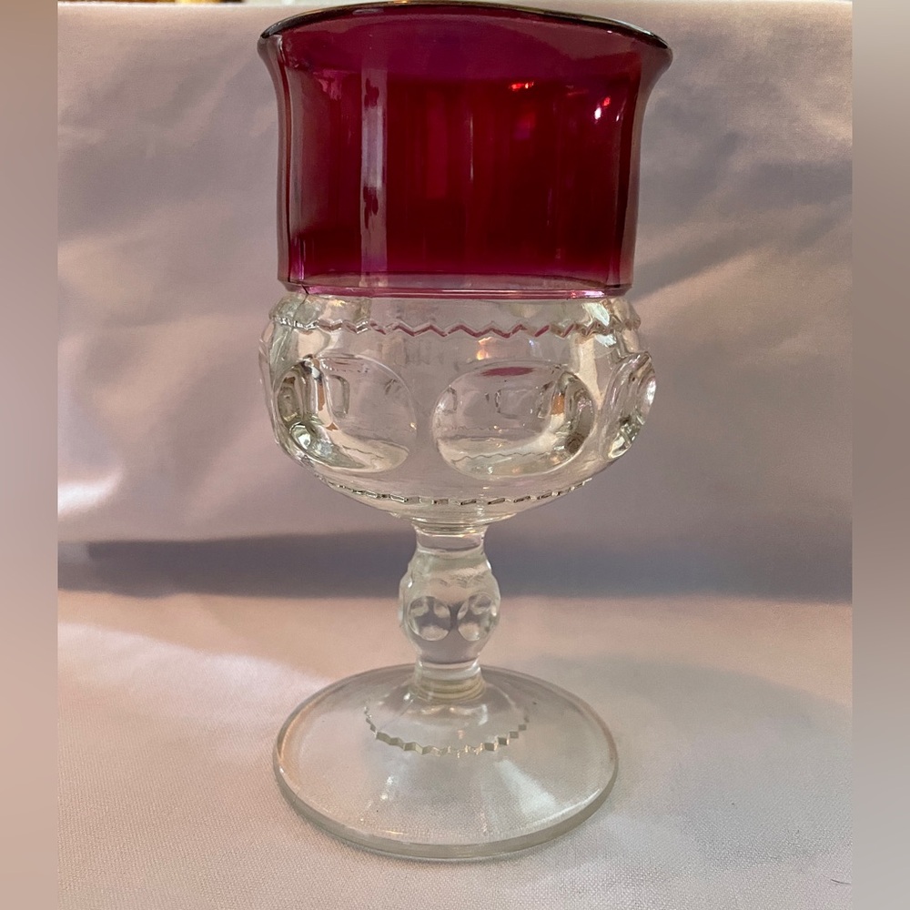 Vintage Kings Crown Ruby Cranberry Thumbprint 3.75" Cordial/Liqueur Glass Goblet